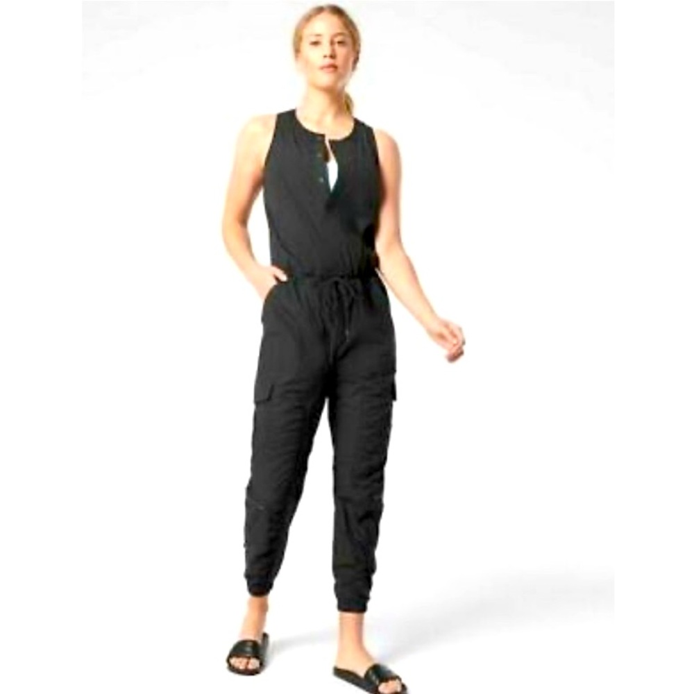 Athleta Canopy Parachute Romper Jumpsuit Black Sz 4
